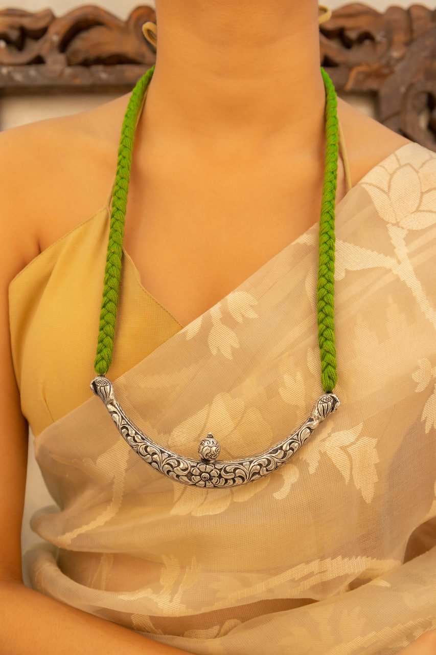 Tattva Flora Detailed Peacock Motif Dori Necklace