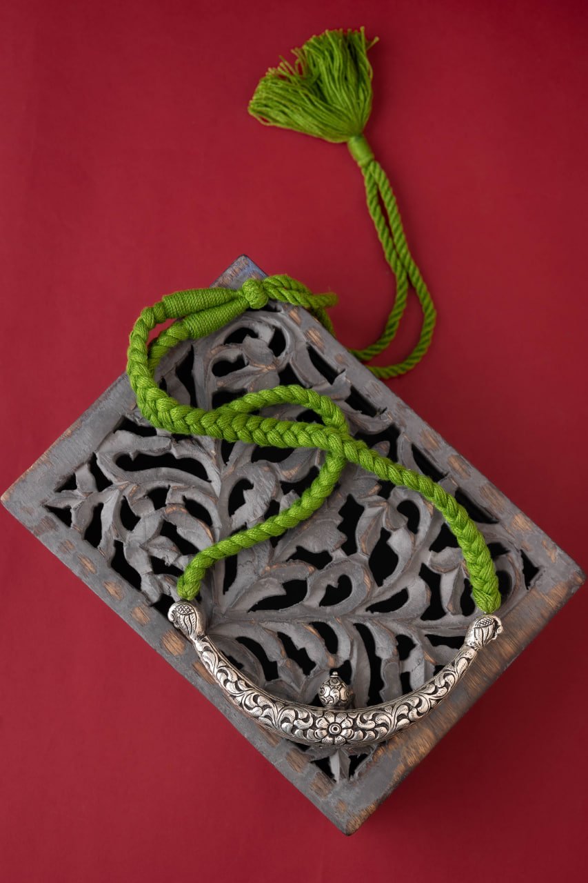 Tattva Flora Detailed Peacock Motif Dori Necklace