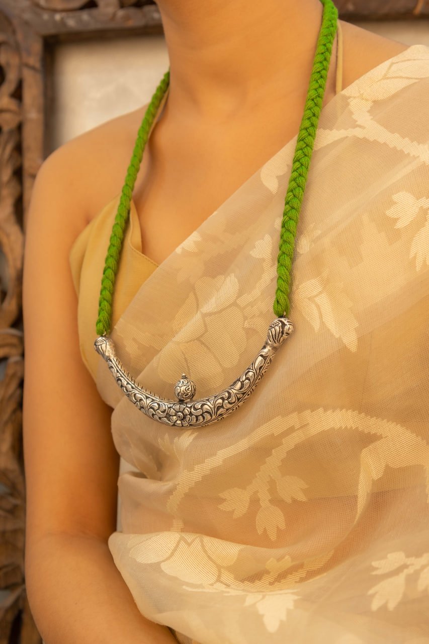 Tattva Flora Detailed Peacock Motif Dori Necklace