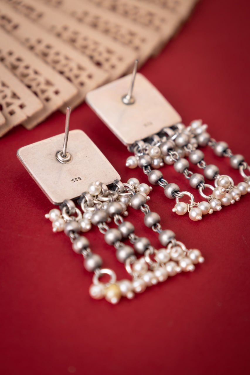 Tattva Green Jadau Tikdi Pearl Layered Earring