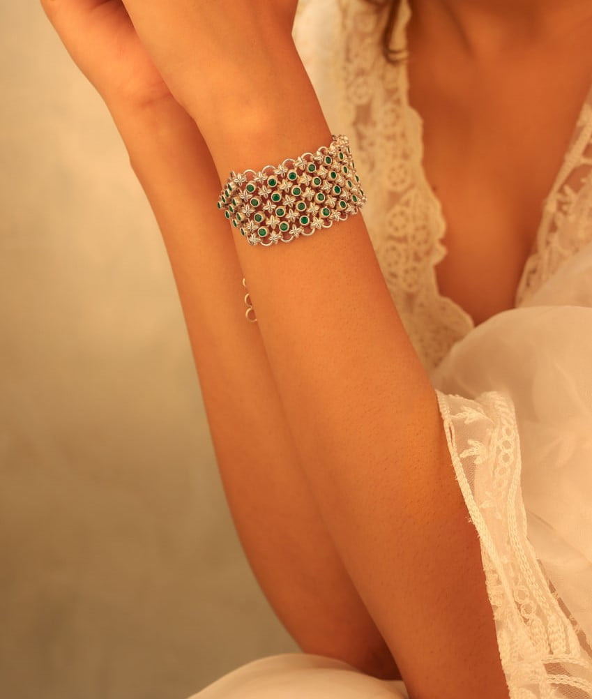 Tattva Green Jadau Timeless Four Layer Bracelet