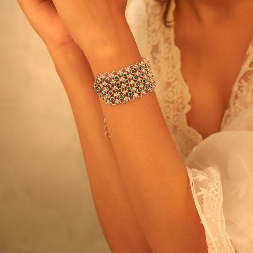 Tattva Green Jadau Timeless Four Layer Bracelet