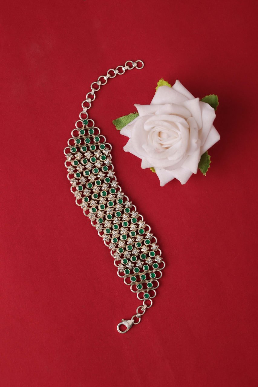 Tattva Green Jadau Timeless Four Layer Bracelet