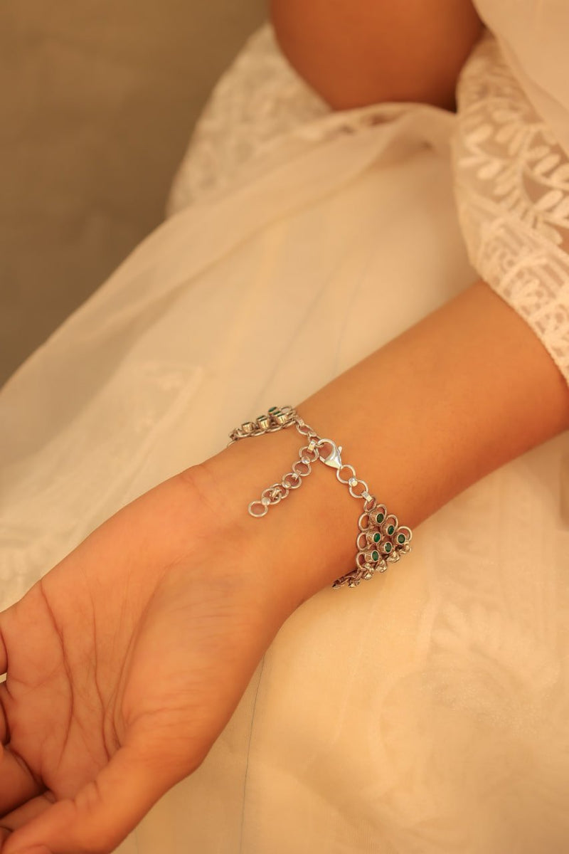 Tattva Green Jadau Timeless Three Layer Bracelet