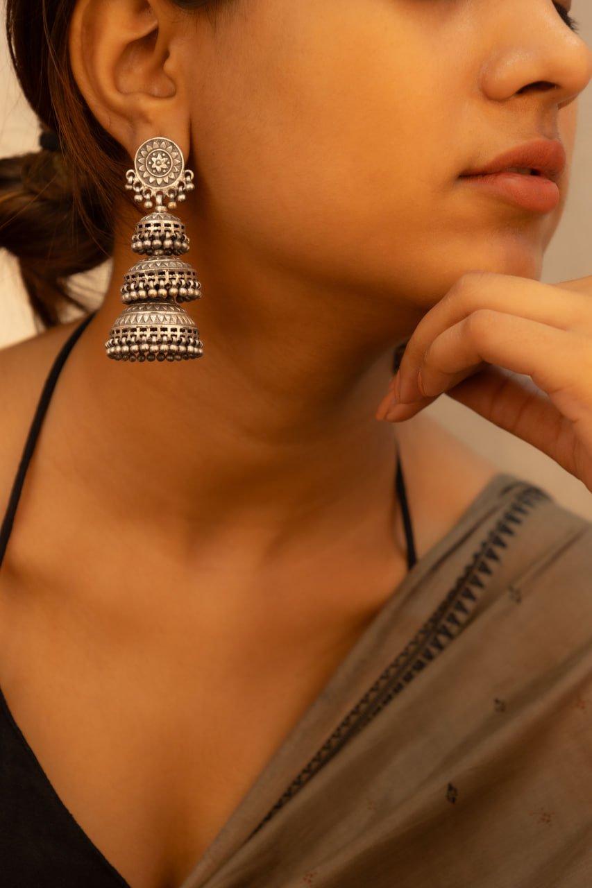 Tattva Intricate Triple Layer Jhumka