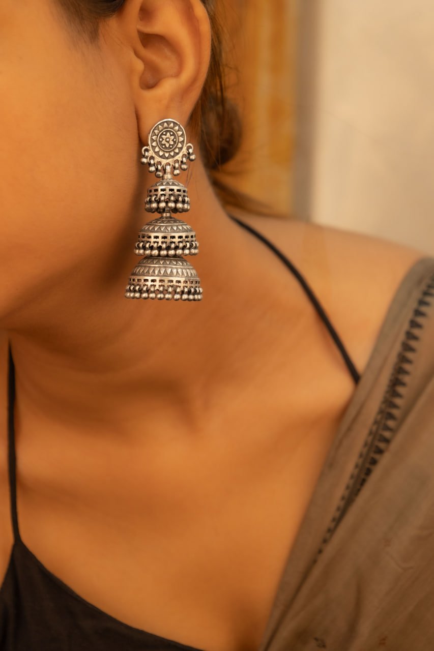 Tattva Intricate Triple Layer Jhumka