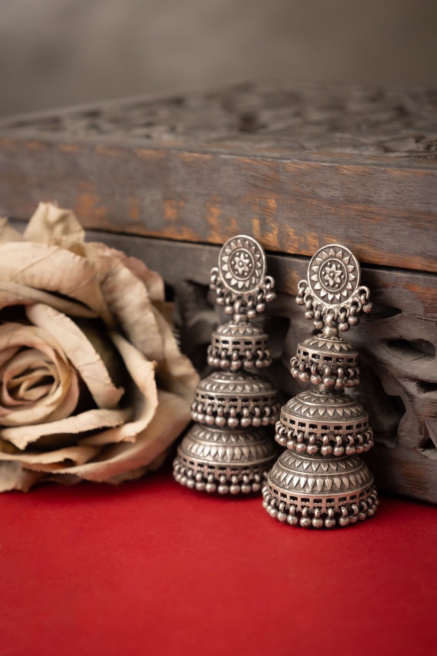 Tattva Intricate Triple Layer Jhumka