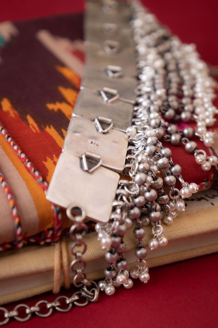 Tattva Pearl Jadau Tikdi Sequence Pearl Layered Necklace Set