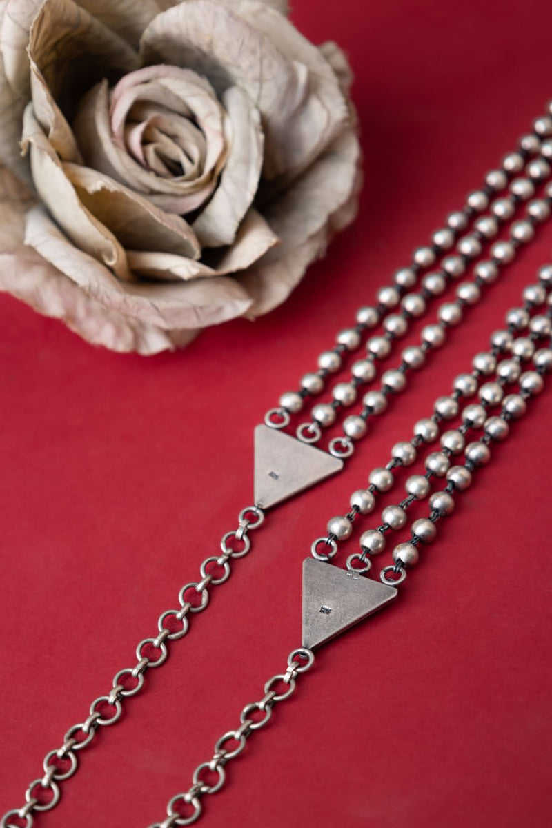 92.5 sterling silver Tattva Three Layered Ball Chain Necklace, view 4