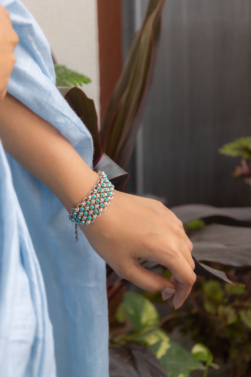 Tattva Turquoise Jadau Timeless Three Layer Bracelet