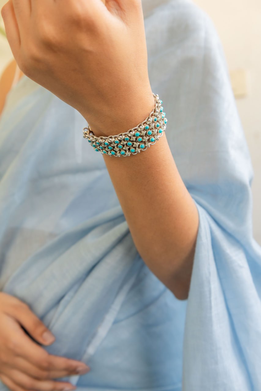 Tattva Turquoise Jadau Timeless Three Layer Bracelet