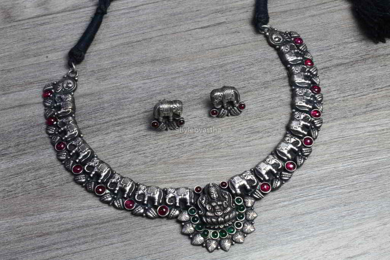 Tattavam Lakshmi Necklace Set Temple Jewelery