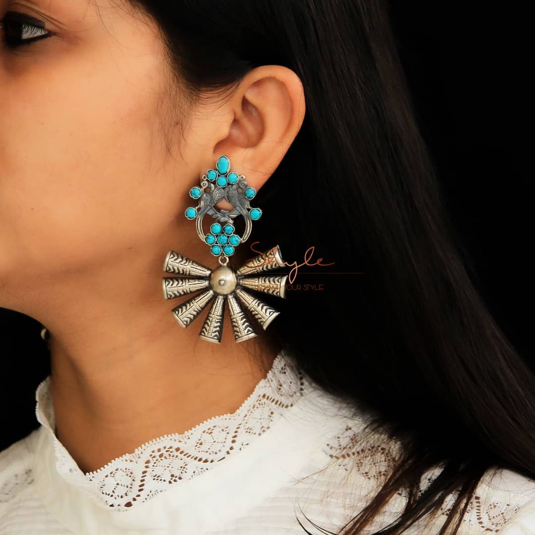 Mizoya Turquoise Textured Classic Earrings