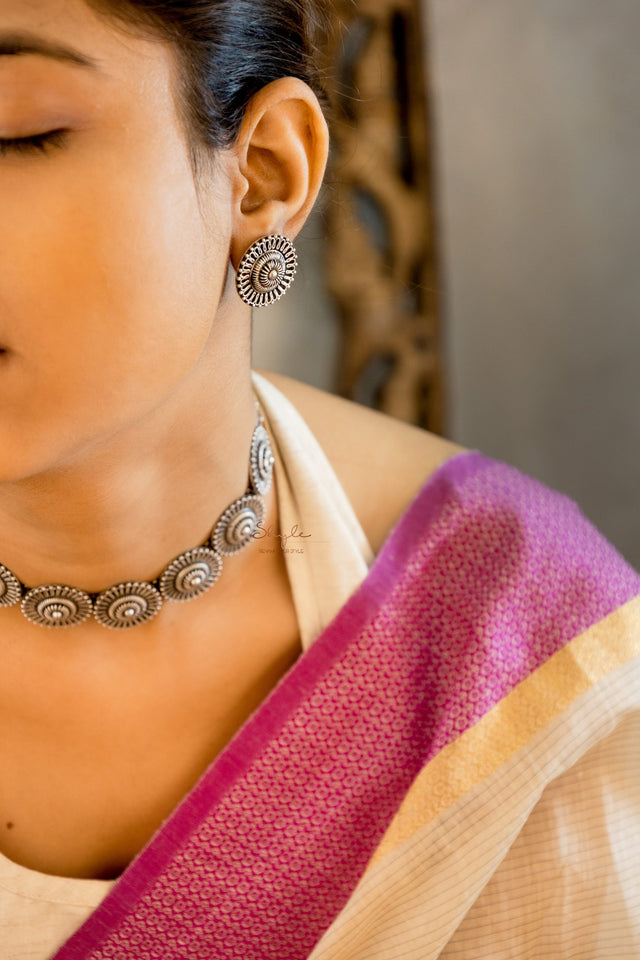 Adya Intricate Motif Sequence Necklace Earring Ring Set