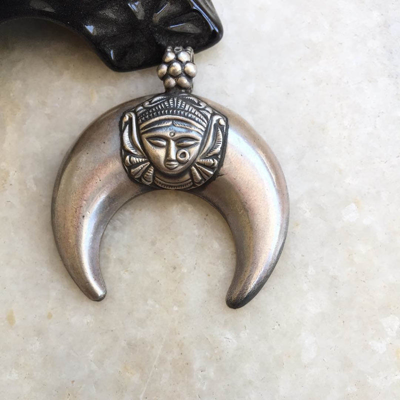 Adya Durga Crescent Moon Pendant
