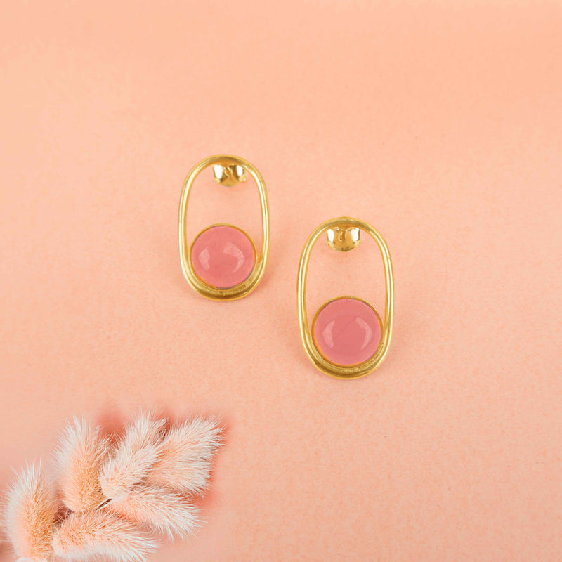 Adya Ethereal Blush Curve Stud Earring