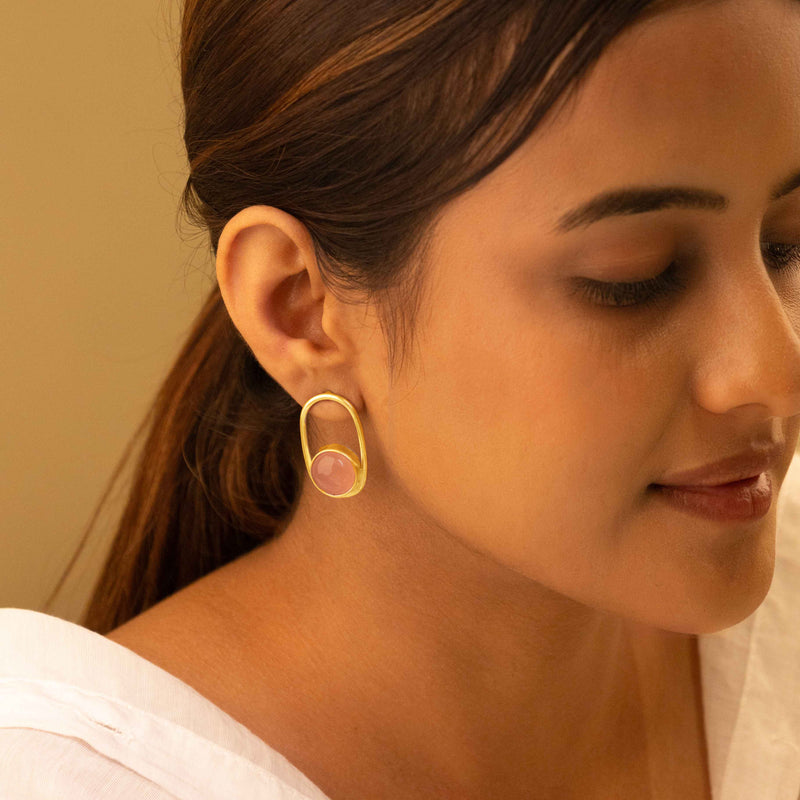 Adya Ethereal Blush Curve Stud Earring