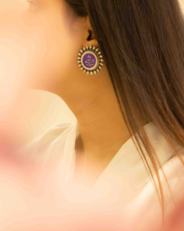 Adya Floral Painted Intricate Stud Earring