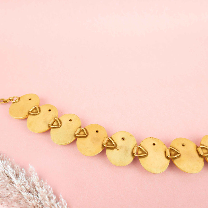 925 pure silver matte oval sequence choker necklace, additional angle