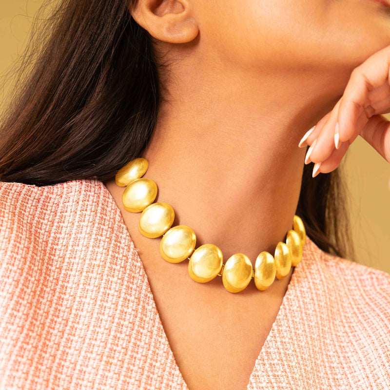 925 pure silver matte oval sequence choker necklace, additional view