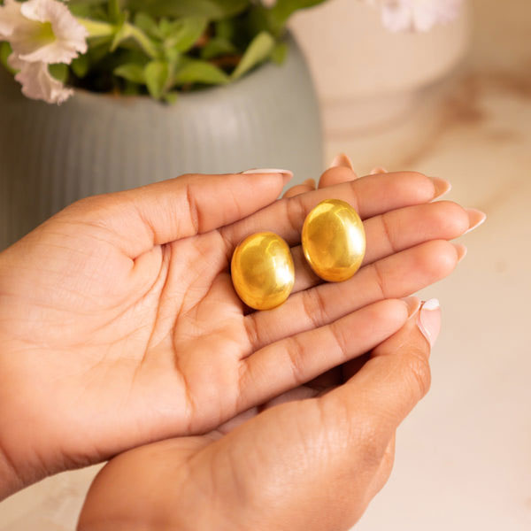 925 pure silver matte oval stud earrings, reverse view