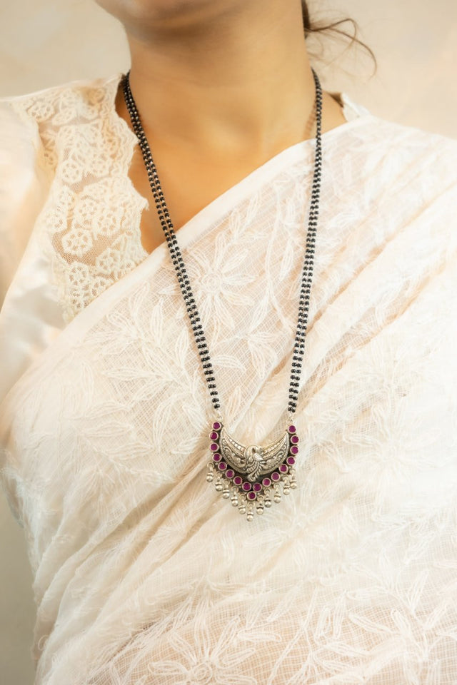 Adya Peacock Motif Ghughri Drop Mangalsutra