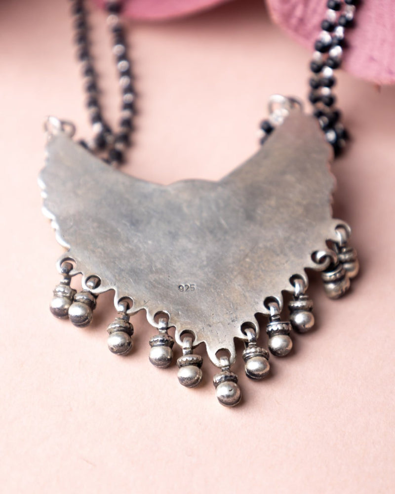 92.5 sterling silver Adya Peacock Motif Ghughri Drop Mangalsutra, view 4