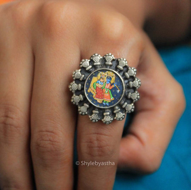 Adya RadhaKrishna Handpainted Ring