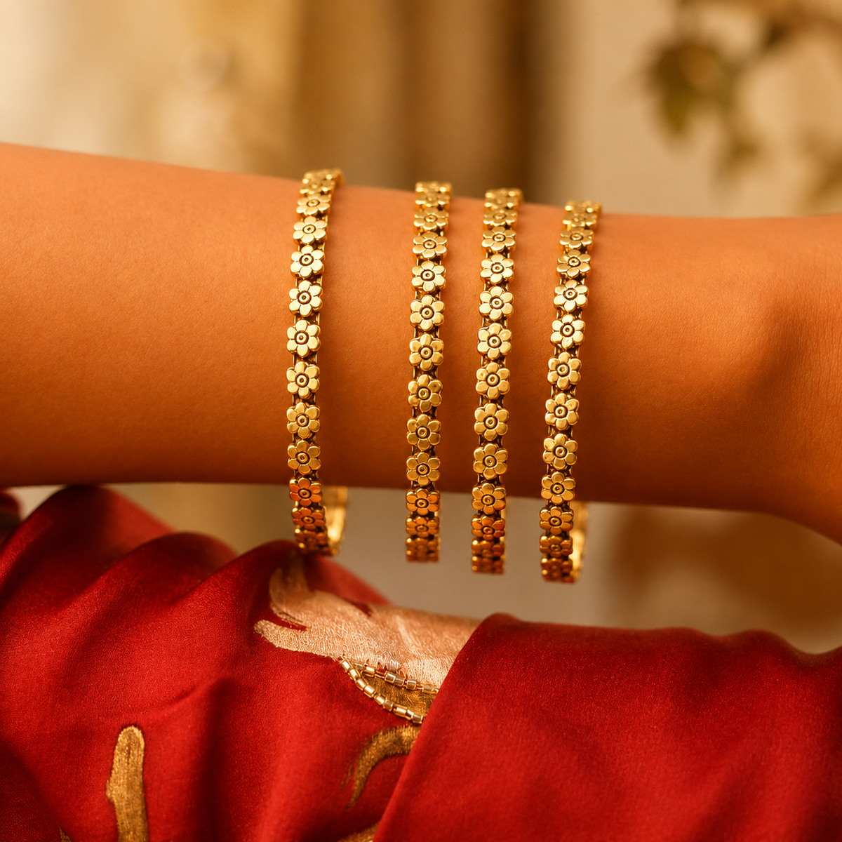 92.5 sterling silver Adya Mini Flower Bangles, view 4