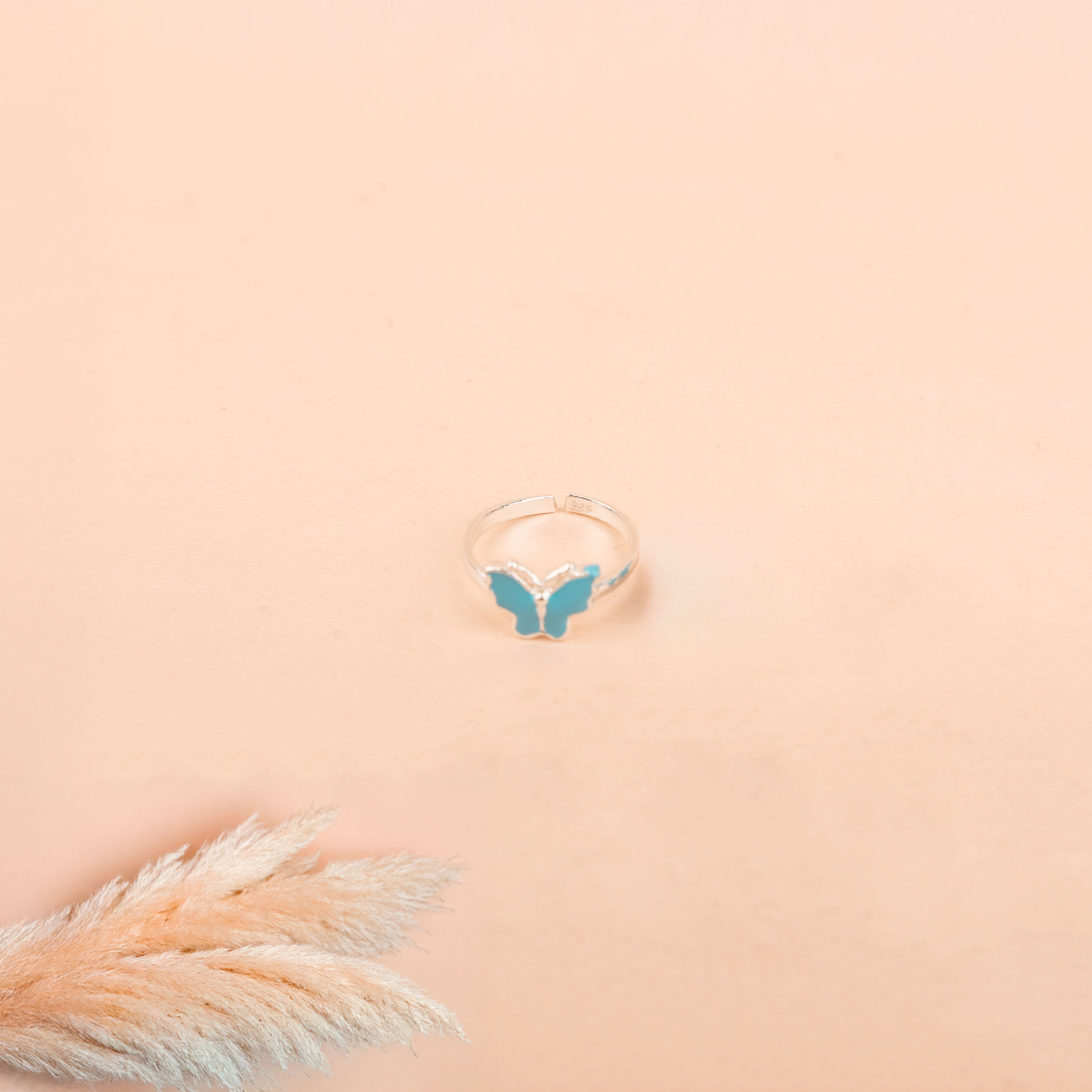 Adya Blue Mini Butterfly Midi Ring