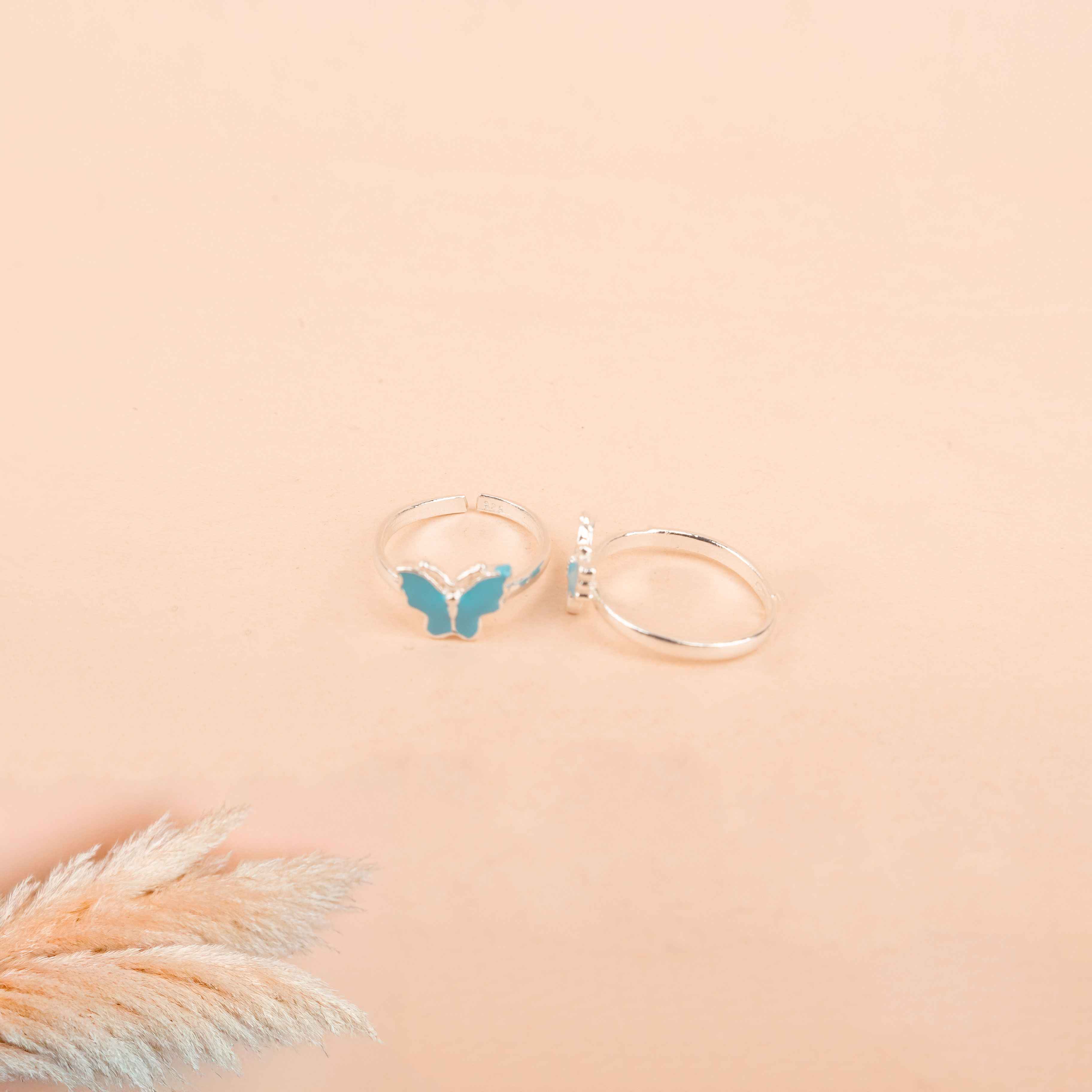 Adya Blue Mini Butterfly Toe Ring Cum Midi Ring