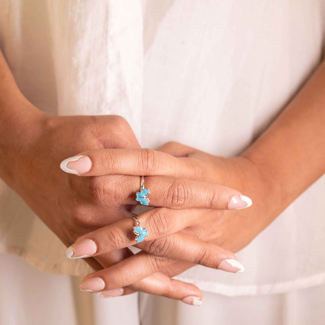 Adya Blue Mini Butterfly Toe Ring Cum Midi Ring
