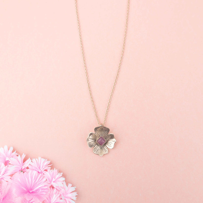 Adya Blush Bloom Flower Drop Necklace