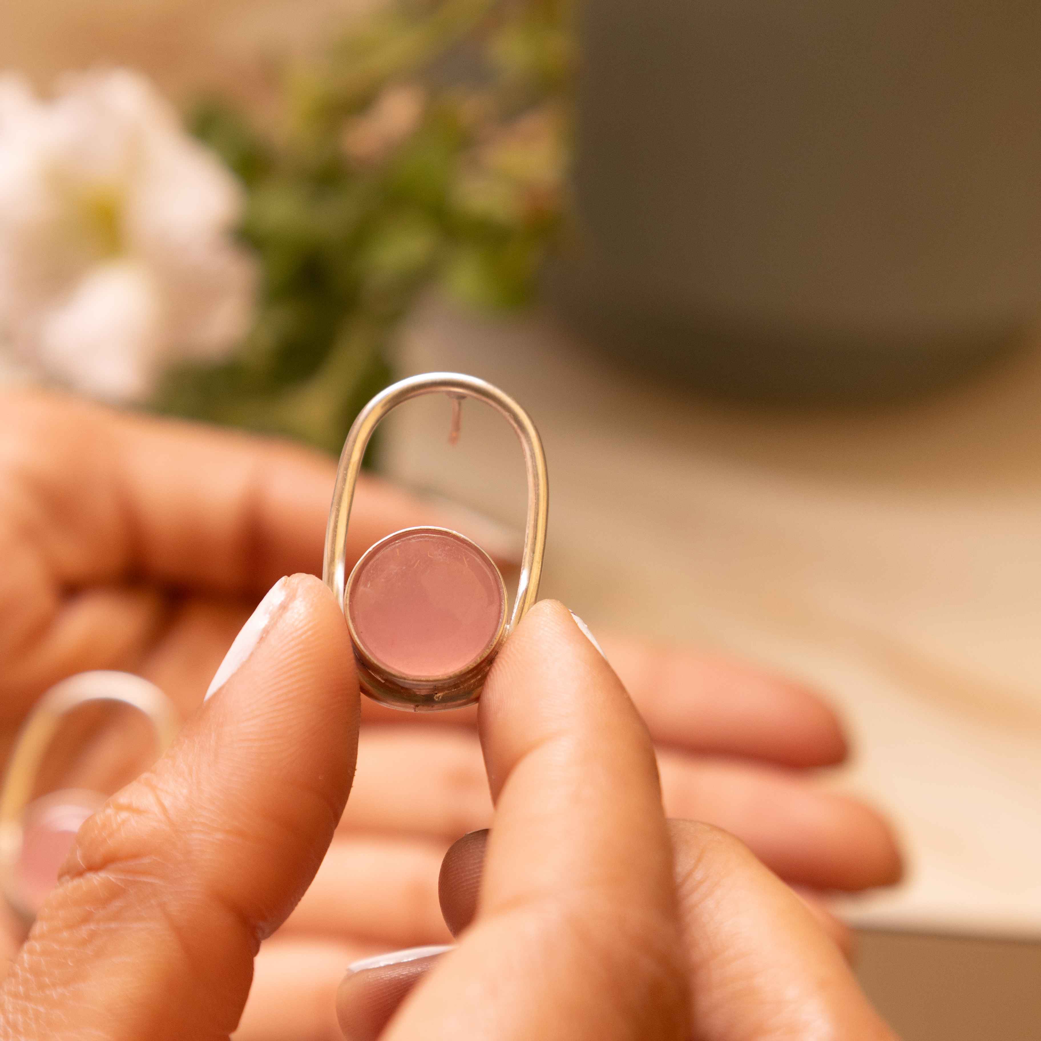 Adya Ethereal Blush Curve Stud Earring