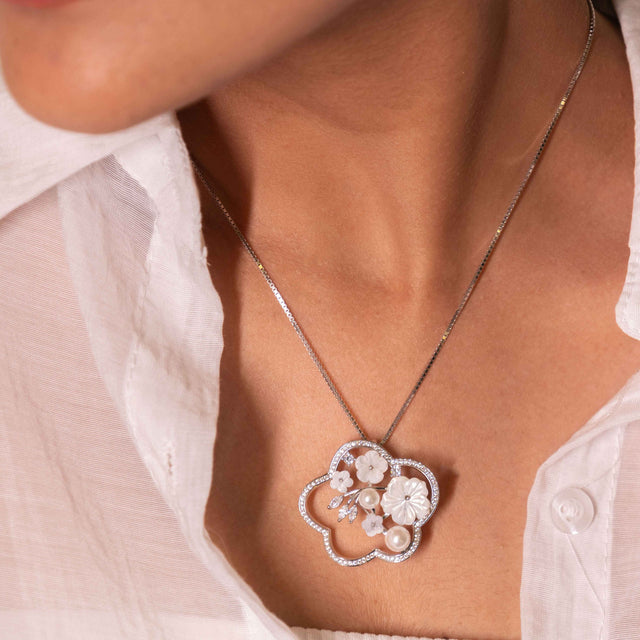 Adya Flora Pearl Brooch Cum Pendant