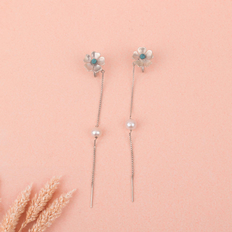 Adya Flora Pearl Chain Drop Earring