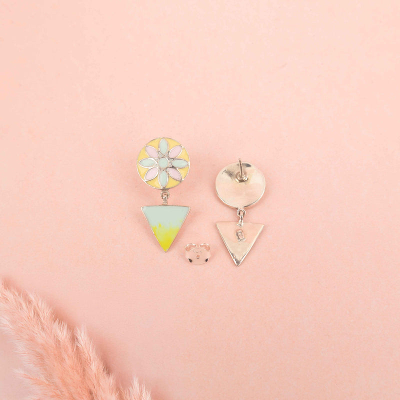 Adya Flower Motif Pastel Enamel Drop Earring