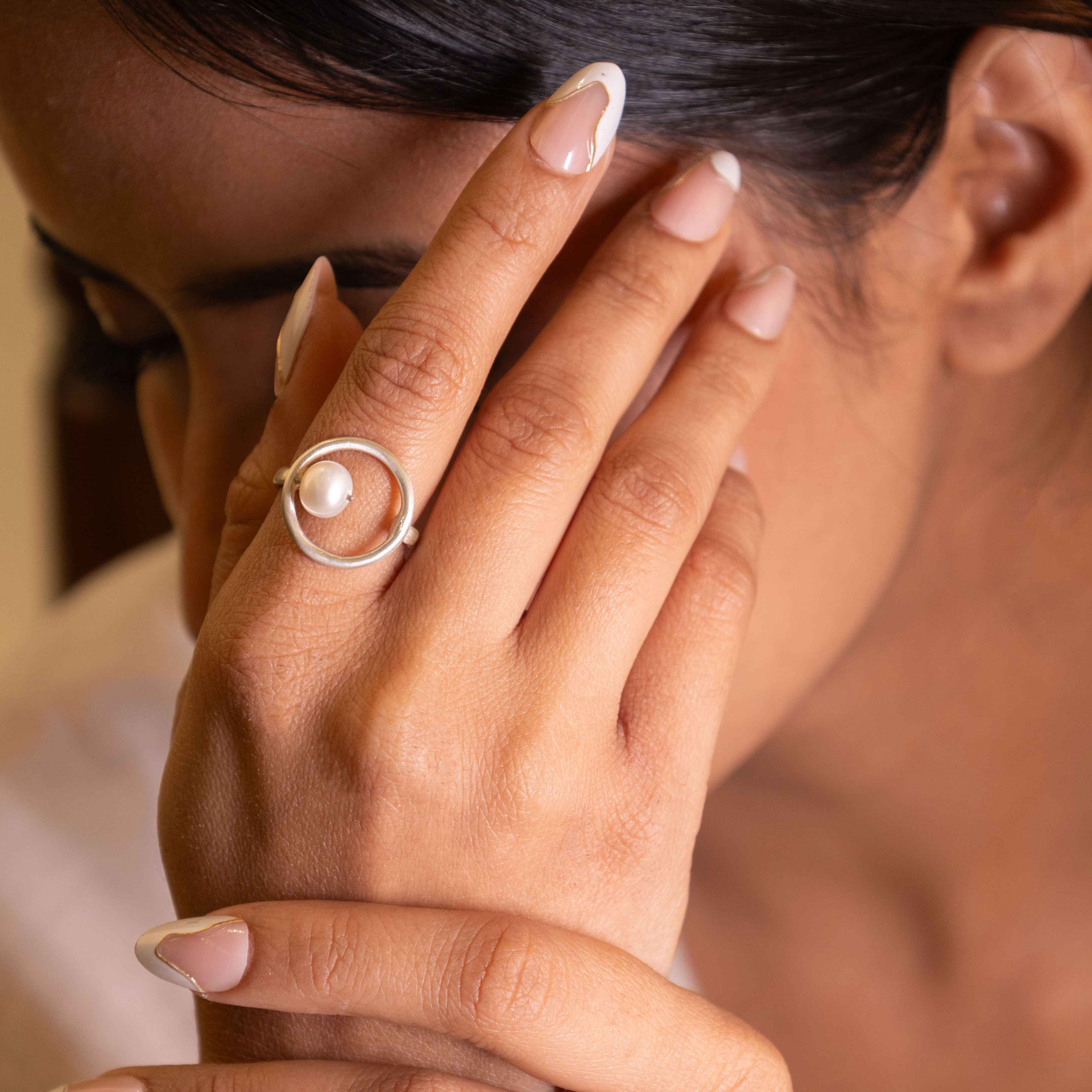 Adya Halo Pearl Ring
