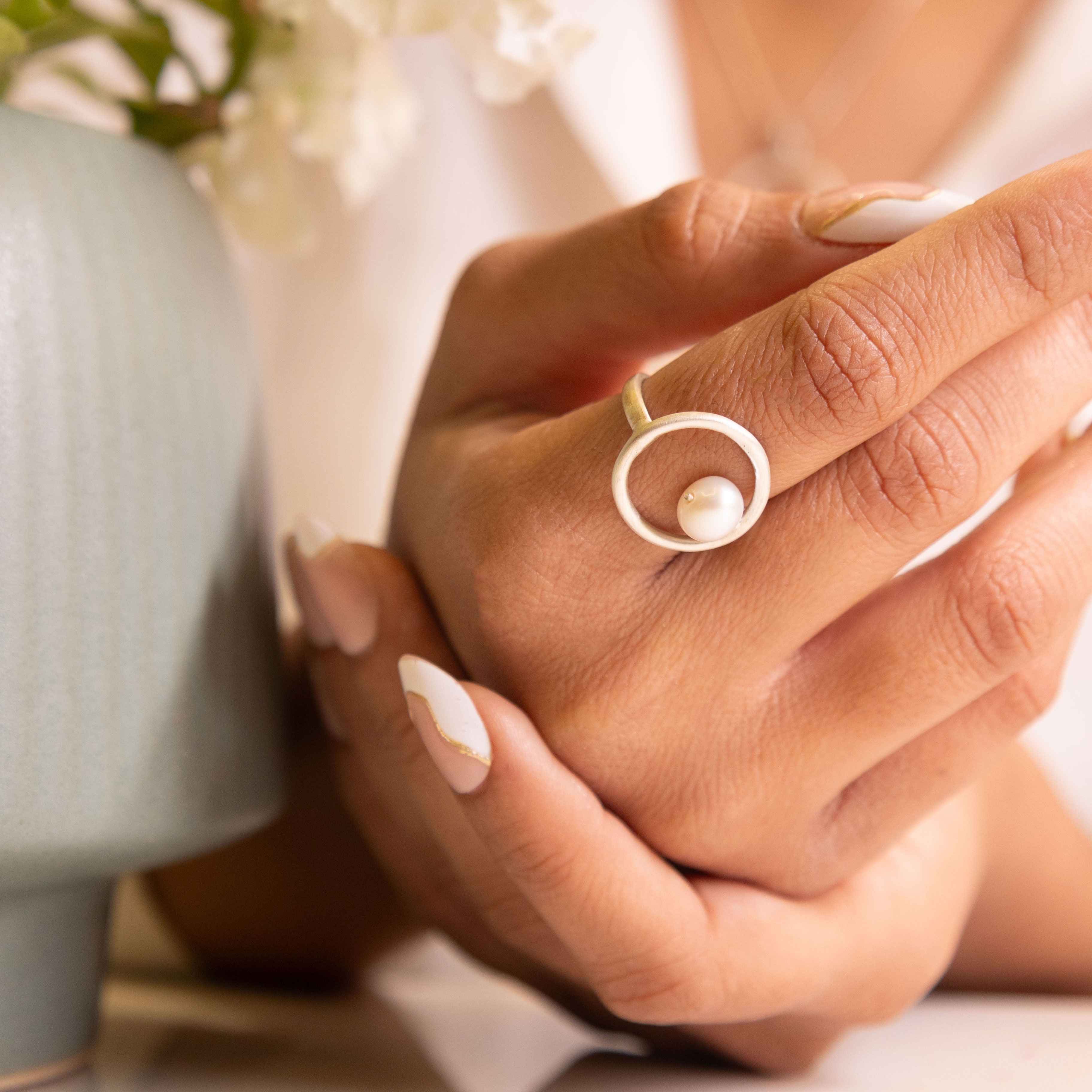 Adya Halo Pearl Ring