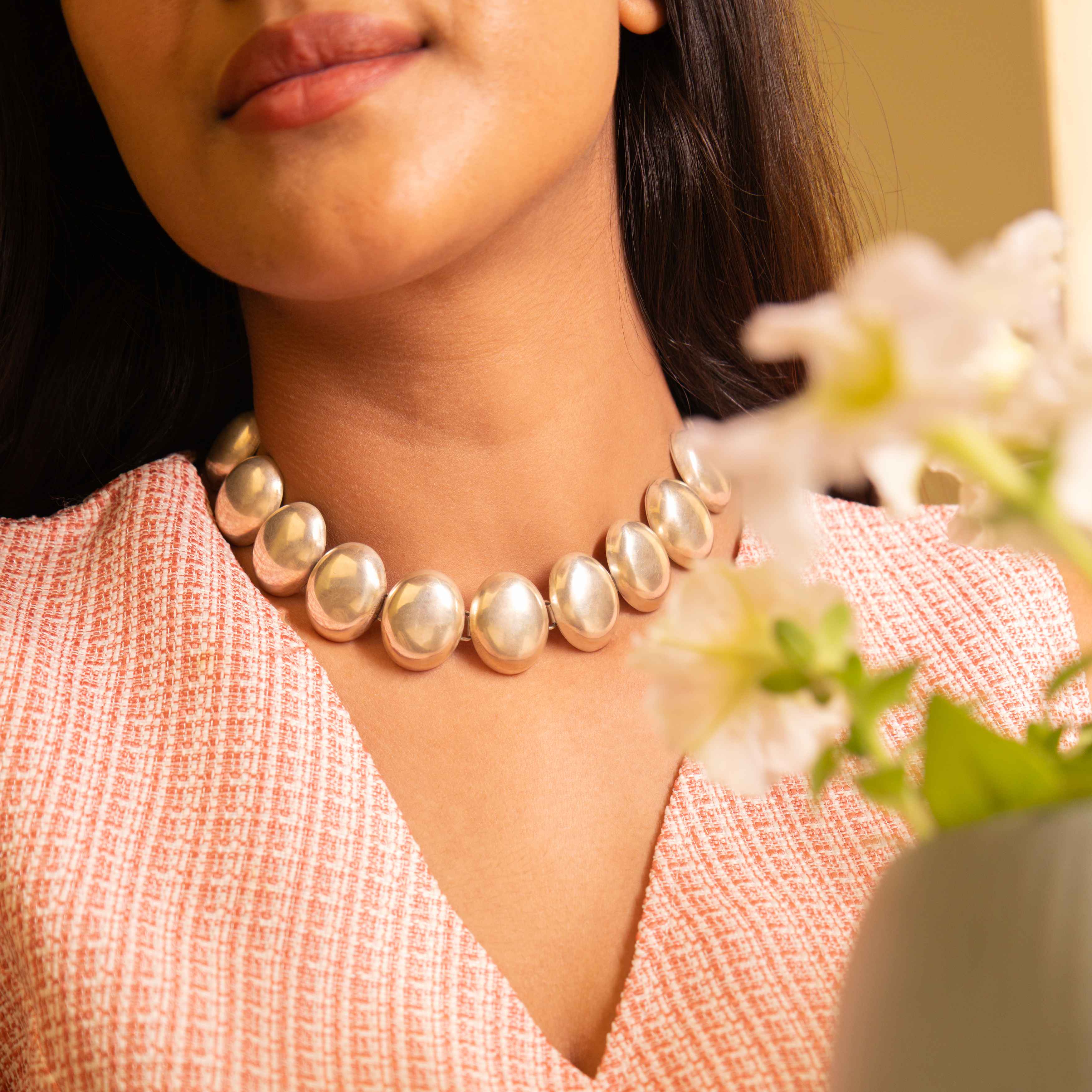 Adya Matte Oval Sequence Choker