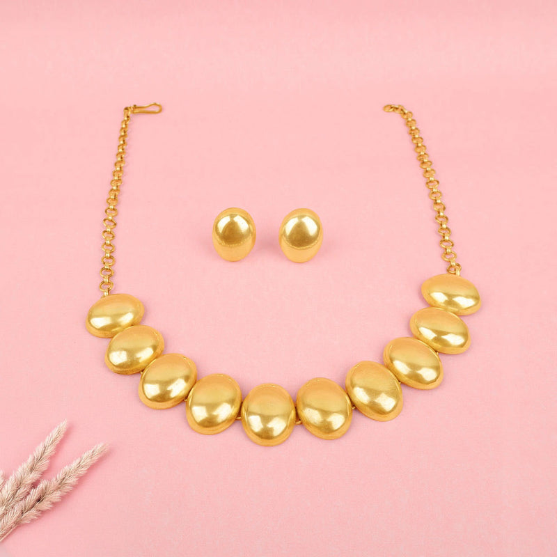 Adya Matte Oval Sequence Choker Set