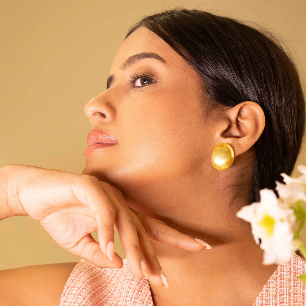 Adya Matte Oval Stud Earring