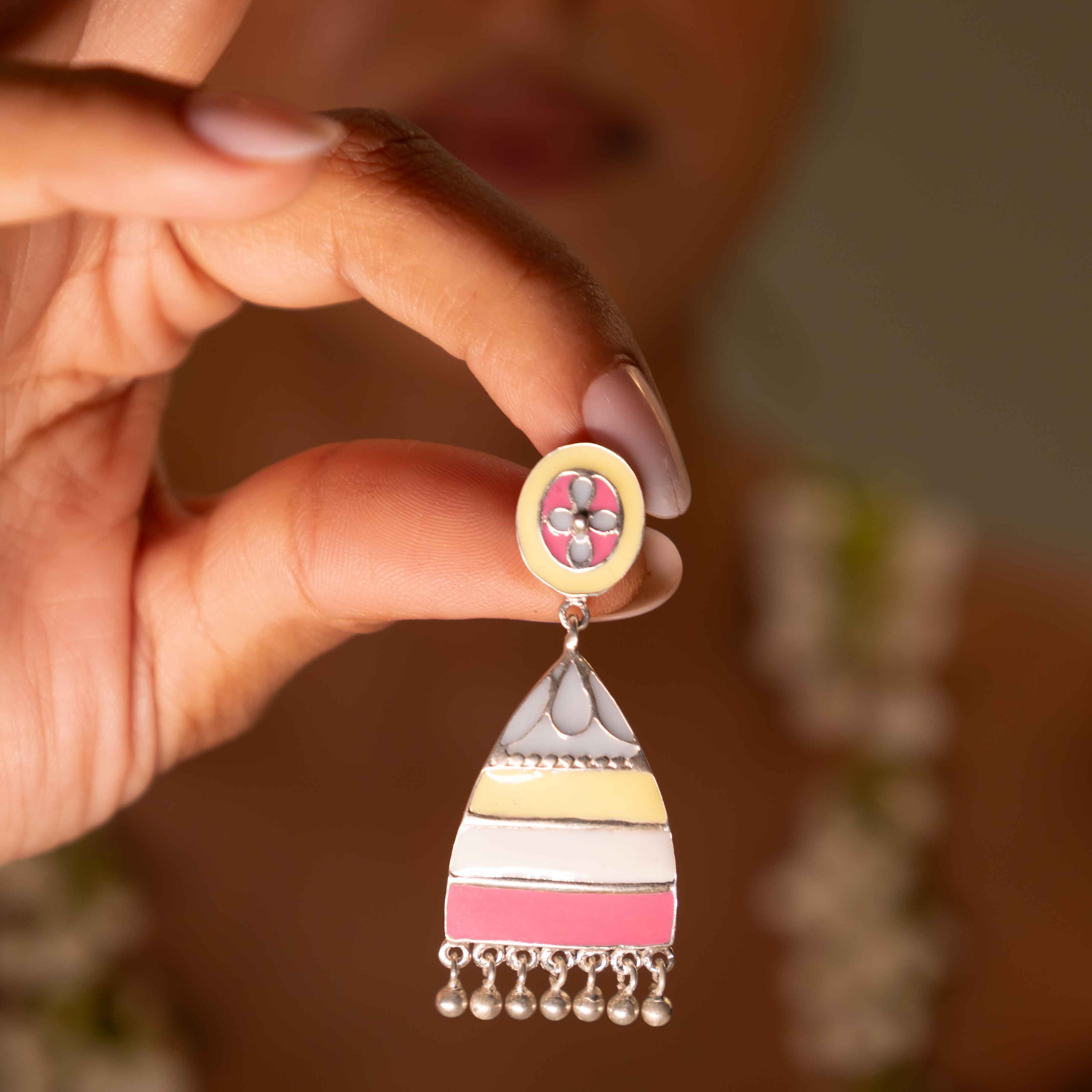 Adya Pastel Enamel Ladder Drop Earrings