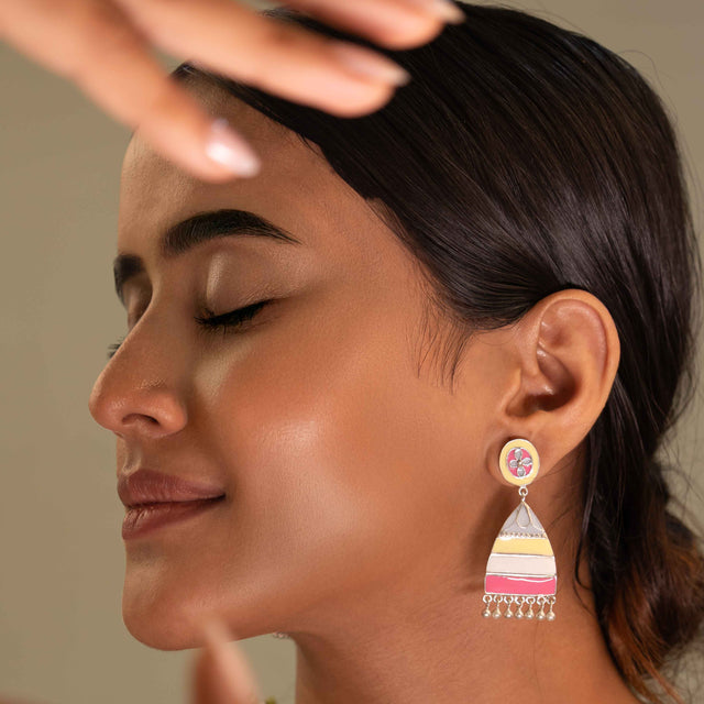 Adya Pastel Enamel Ladder Drop Earrings