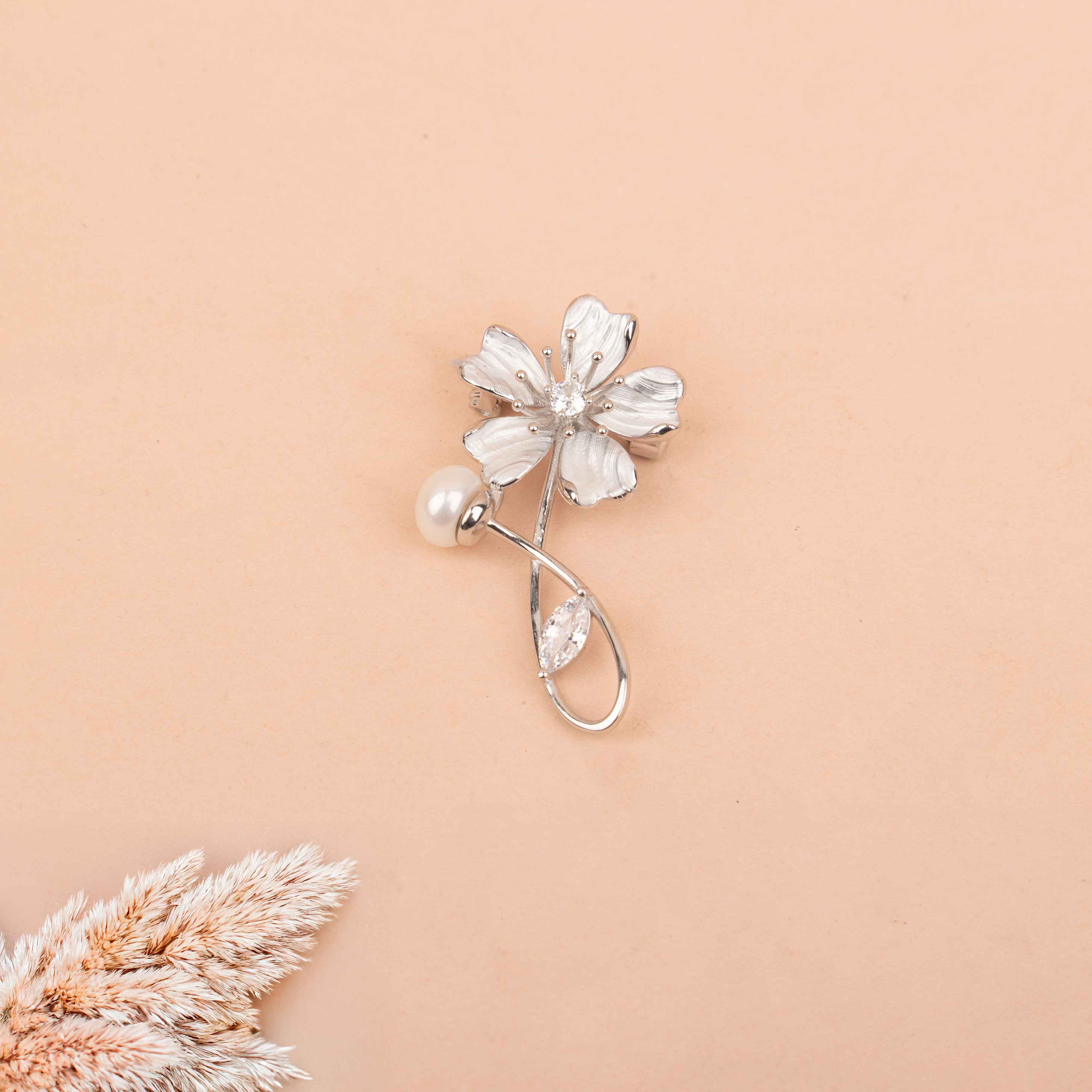 Adya Pearl White Blossom Brooch Cum Pendant