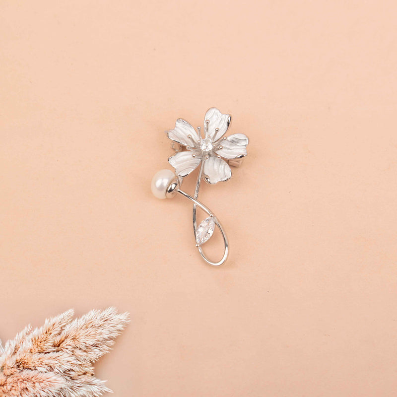 Adya Pearl White Blossom Brooch Cum Pendant