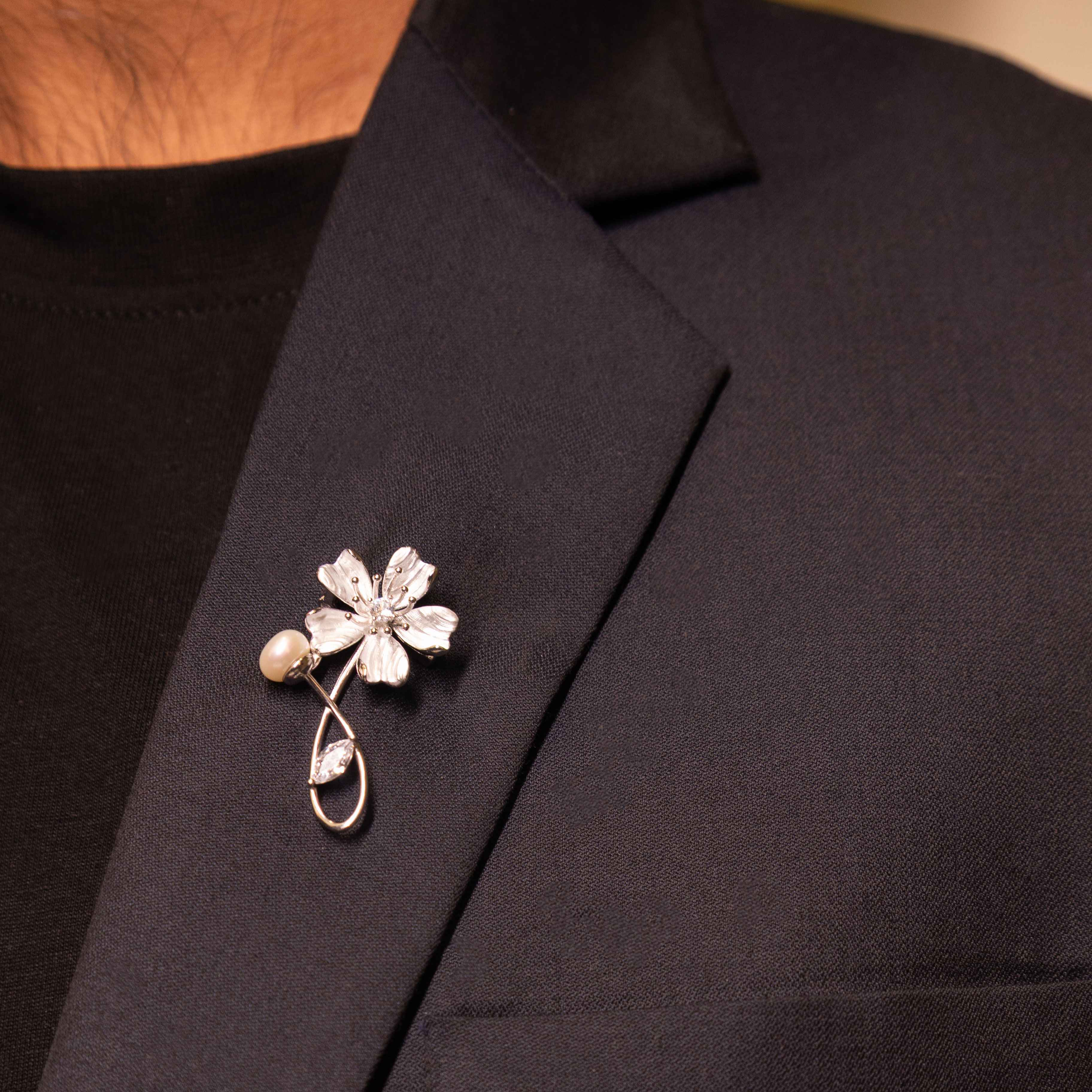 Adya Pearl White Blossom Brooch Cum Pendant