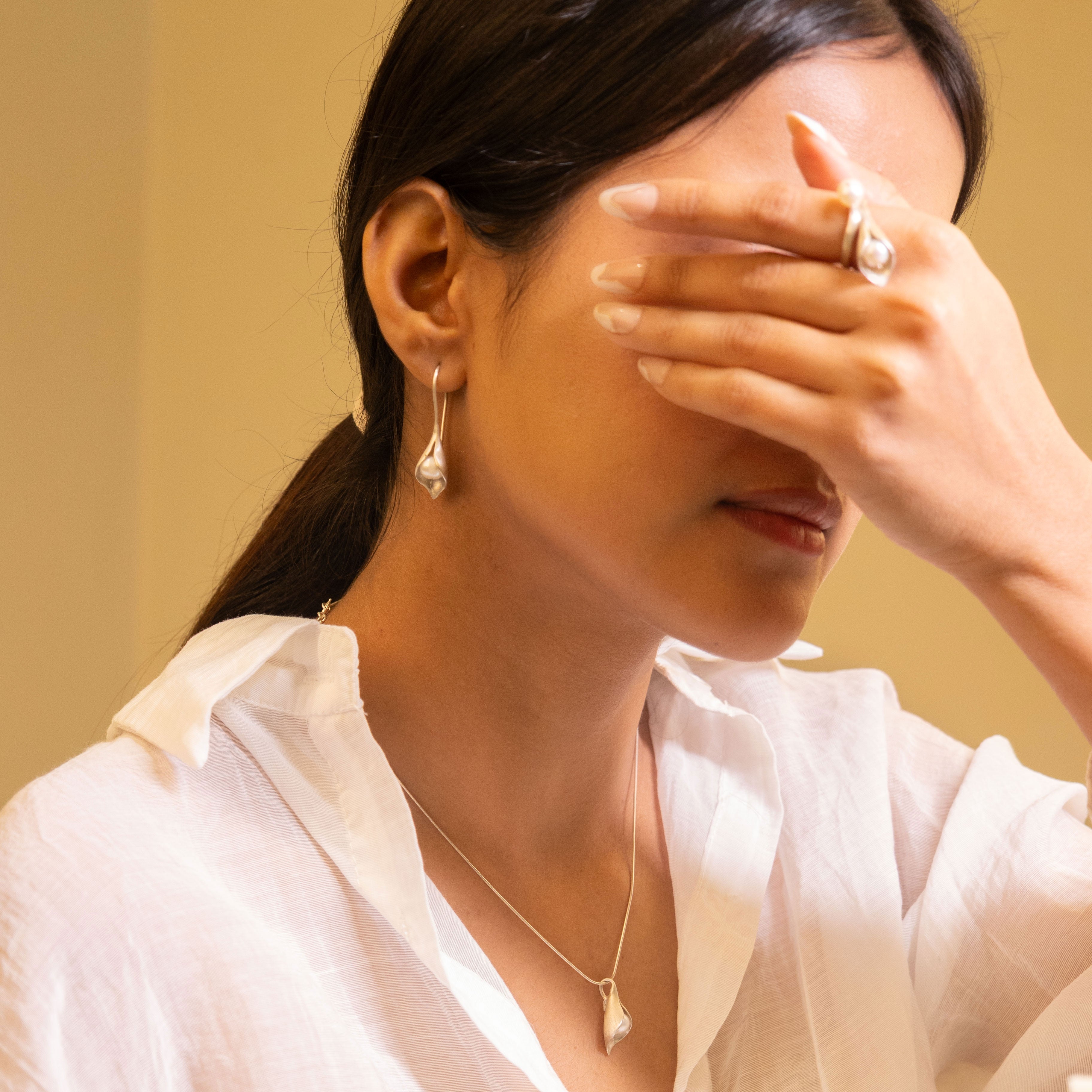 Adya Pearl Embrace Necklace Earring Ring Set