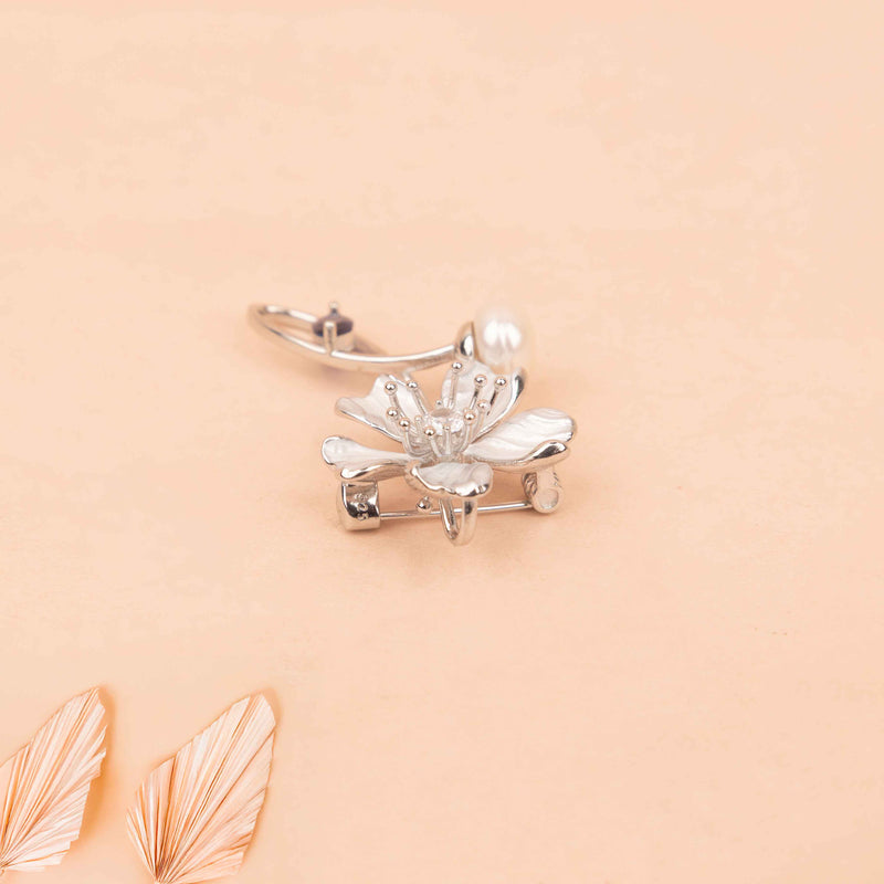 Adya Pearl Blue Blossom Brooch Cum Pendant