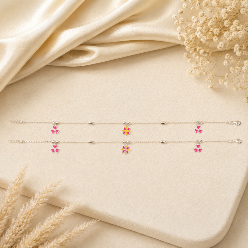 Adya Pink Bloom Anklet